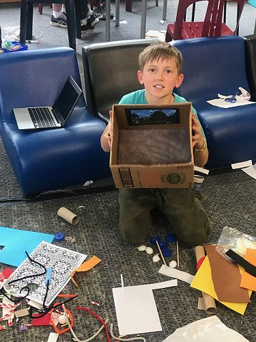 Nate working on his classroom of the future
