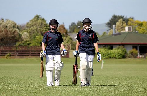 Jared Dixon and Ben Williams-Davies head out to bat