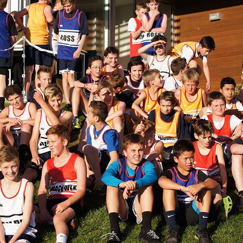 Y7&8 students relax after competing in the cross country