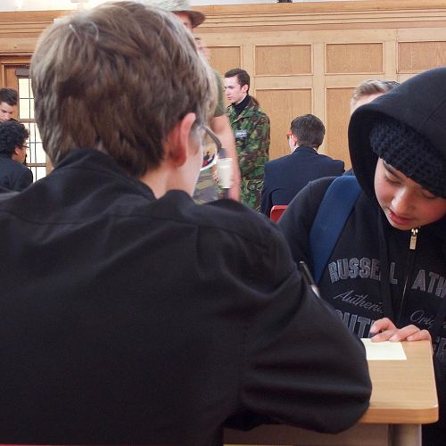 Archie fills out a form for 'border security' during the 40H Challenge