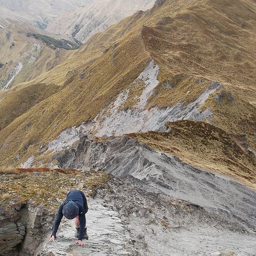A steeper section of the summit ridge