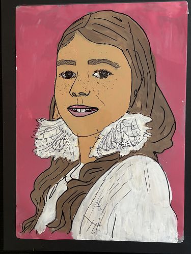 Self-Portraits using paint and laminating sheets.