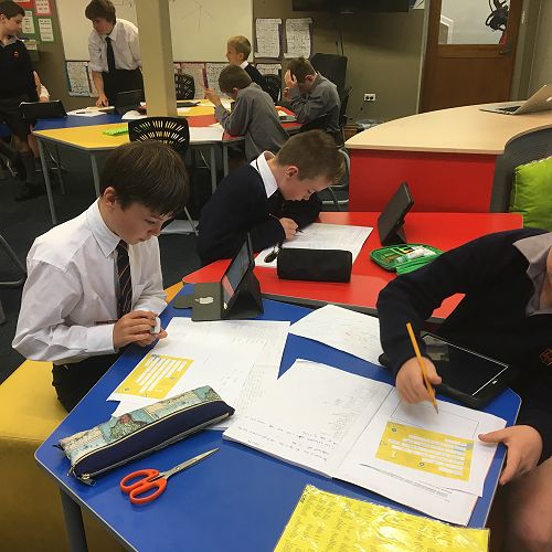 Taking part in Get NZ Writing - Year 7s constructing their poems to send to our buddy school in Cambridge