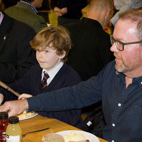 Theo Hannagan enjoys Men's Breakfast