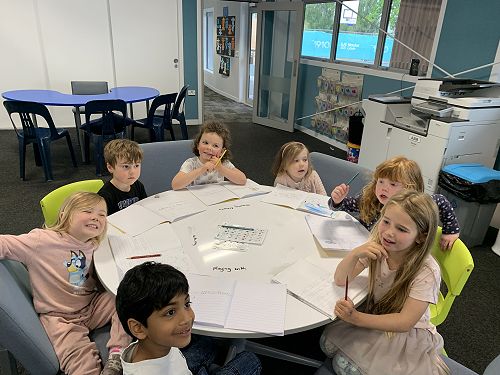 Some of our amazing Rūma rima tamariki during writing time