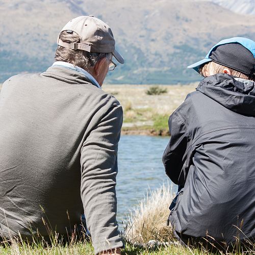 The master and the apprentice. Aka: Mr Geoff Murdoch helps out Lachlan Kenneally with some calculations to determine the river flow.&nbsp;