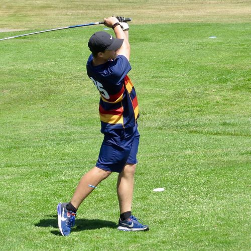Adam Woodhouse drives the ball long during his round at the Otago Interprovincial Golf tournament, Roxburgh.