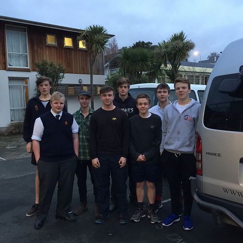 Octacan appeal helpers: From left : Front row: Matt McKnight, Tim Booth, Connor Johnstone, Josh Bijl, back row: Toby Hope, James Preston (wearing cap), George Hope and Ben Wright.