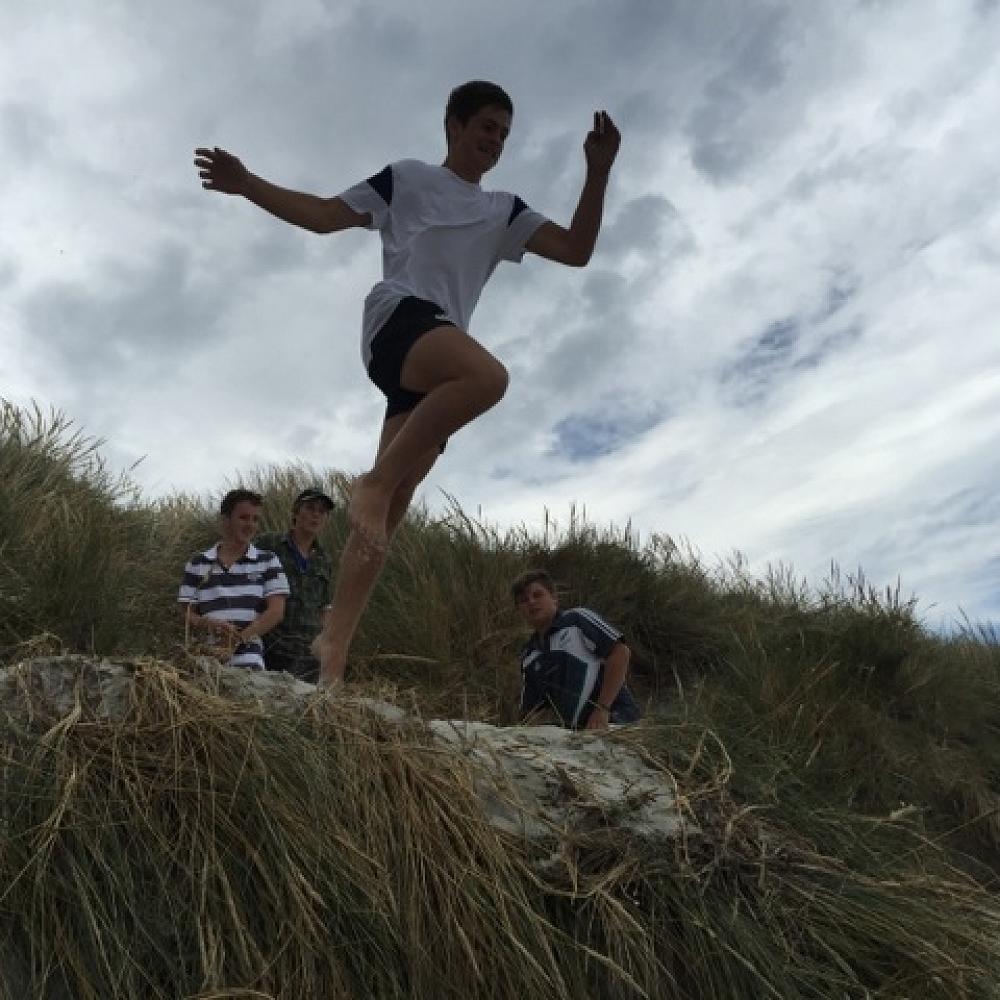 Long Jump training was different this year for Jacob Cotton.