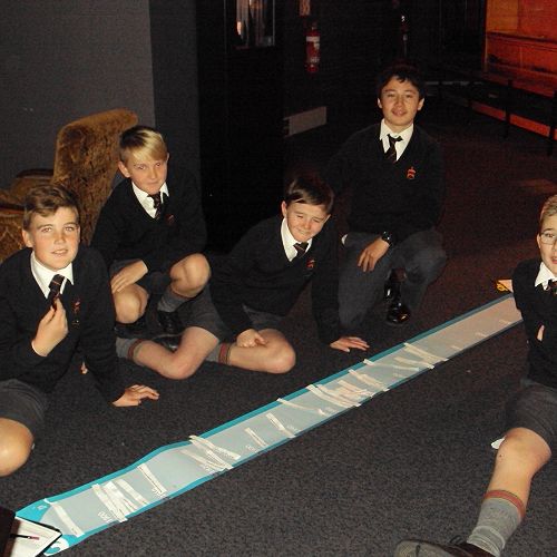 Year 8 students completing a timeline of the development of Dunedin in relation to what was happening in the rest of New Zealand and the World.