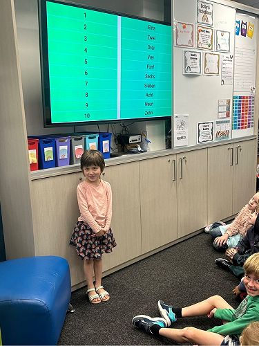 It is so fabulous learning about everyone's cultures; Frankie is teaching her class how to count to 10 in German! Wunderbar!
