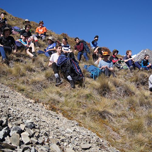 Having a break - climbing Mt Mason