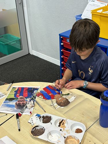Self-Portraits using paint and laminating sheets.