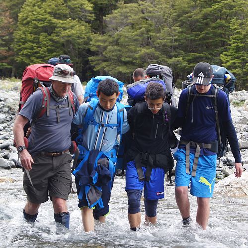 Ian, Jo, Lourenco and Oliver crossing the Temple North branch