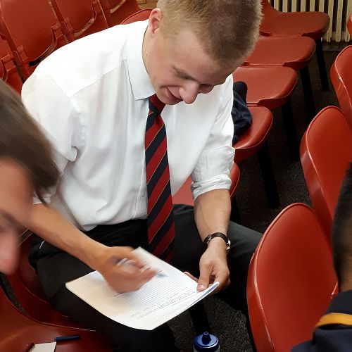 Johnny Baker working on setting his goals.