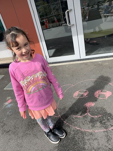 Manaia's lunchtime chalk drawing!