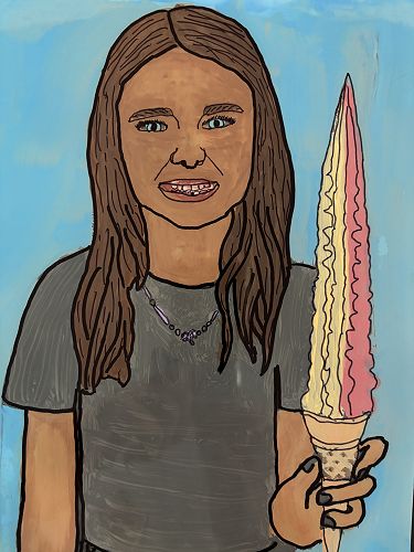 Self-Portraits using paint and laminating sheets.