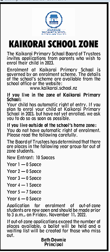 Please read this information carefully regarding out of zone enrolments, 