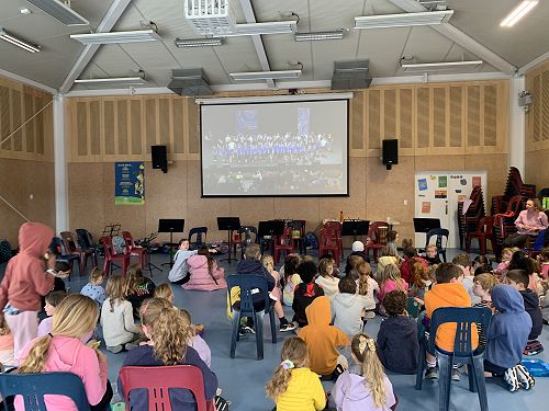Showing our support back at school - watching the live stream