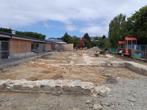Bluestone was uncovered when the new courts' prep work was being done. 