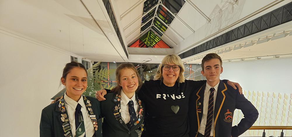 Drama students outside the council chambers after making their submissions on the DCC's Annual Plan 2024