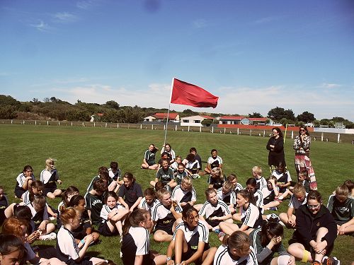 Mahuika (Red House) meeting at Tahuna Park with Mrs Coughlin 