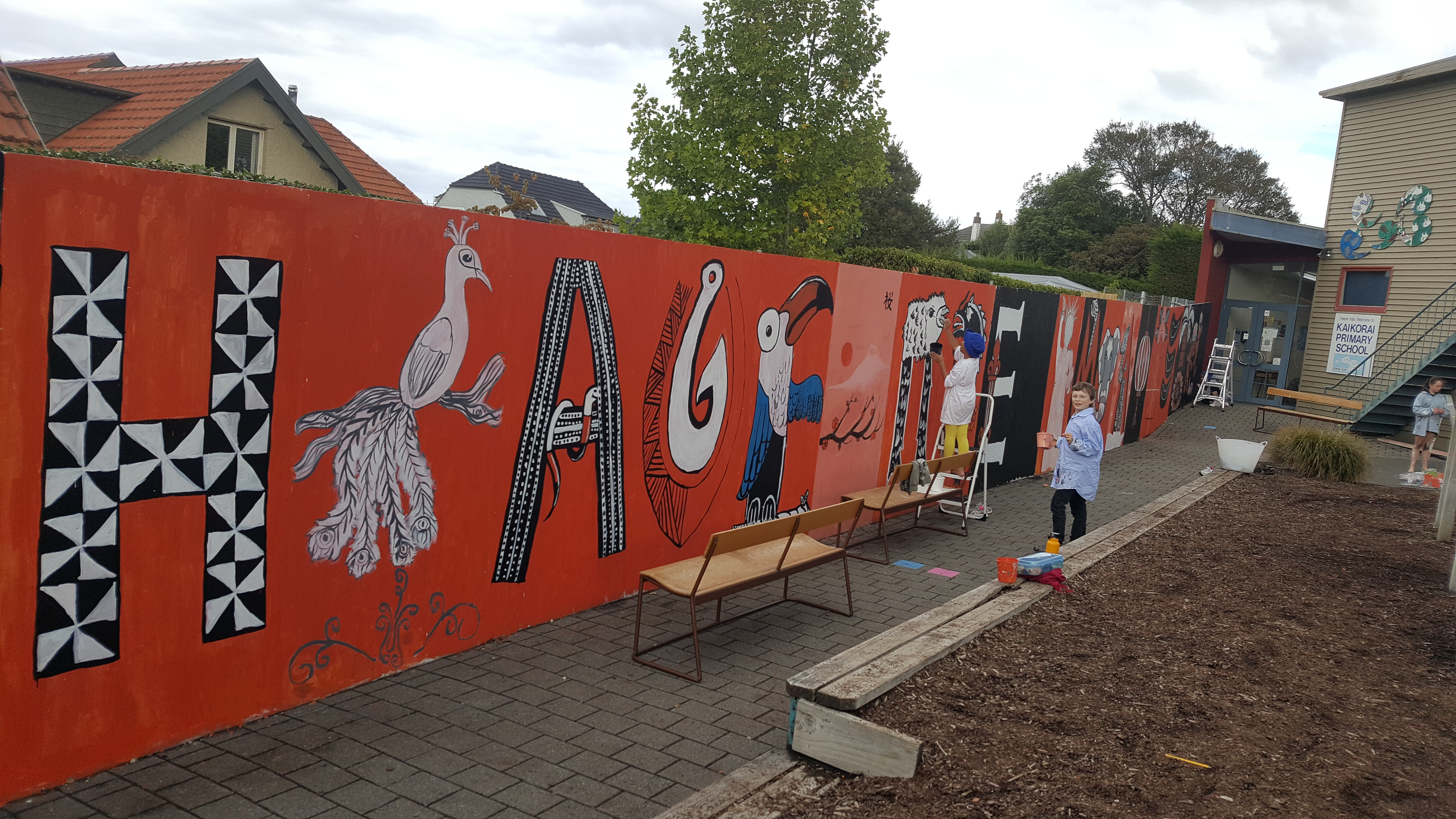Haere mai, come for a look at the temporary mural that leads to the office.