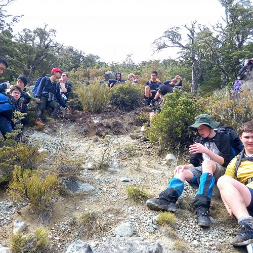 Taking a break on the climb
