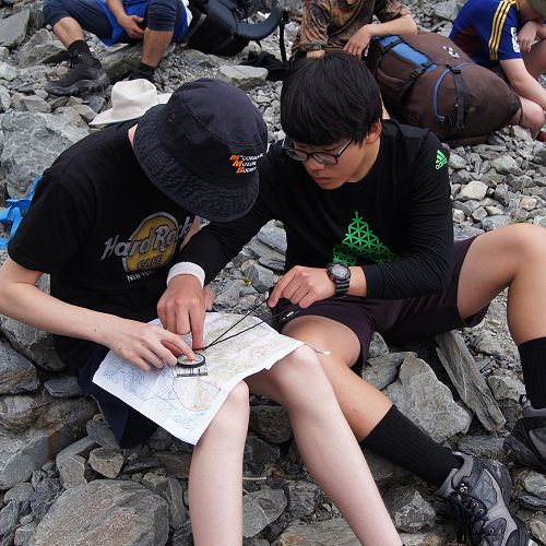 Connor and Brian utilise their map and compass skills