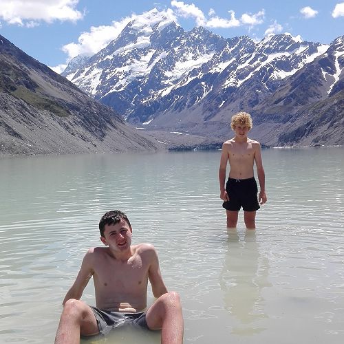 Swimming in Hooker Glacier Lake