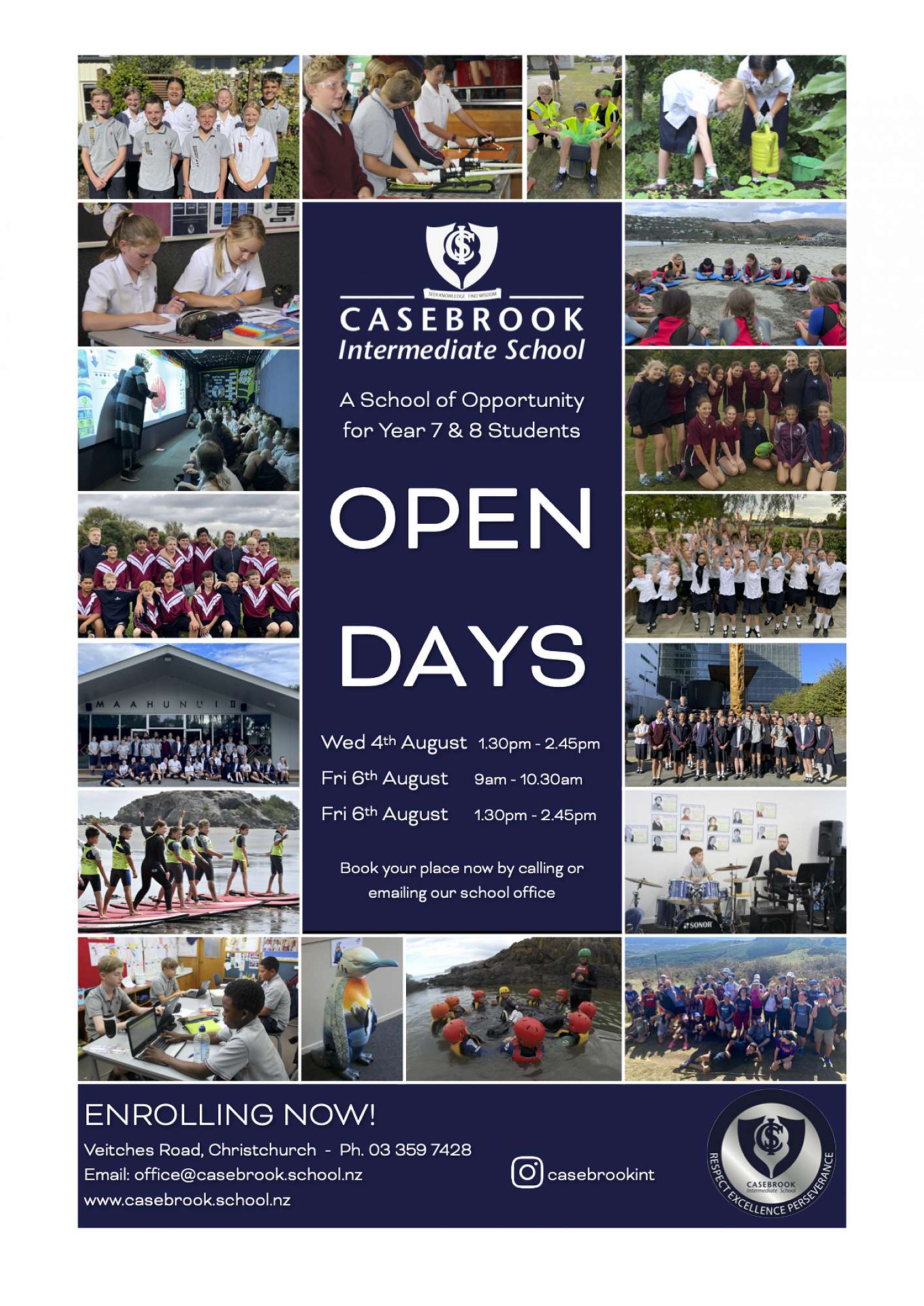 Casebrook Open Days for 2022 — Casebrook Intermediate News - 29 July 2021