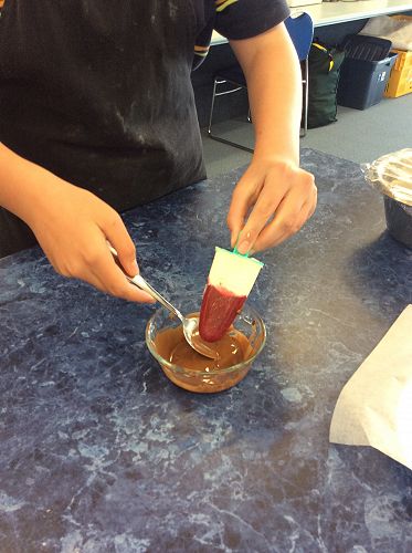 The chocolate dipping of Nadia Lim's jelly tipped ice creams