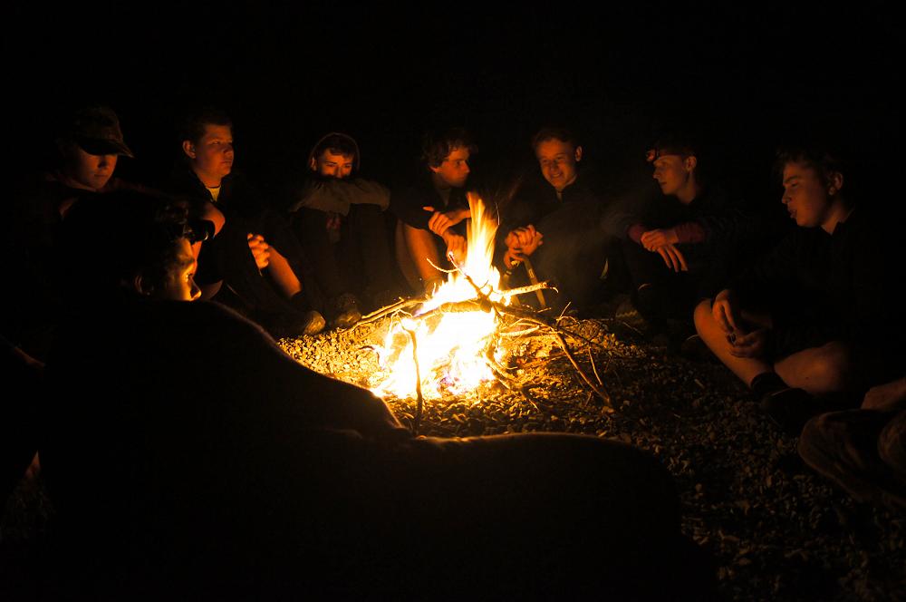 An evening chat by the campfire