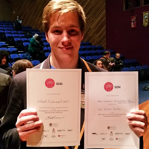 Alfred Richardson - winner of 'Best Student Director' for the Otago Regional Final for The SGCNZ University of Otago Sheilah Winn Shakespeare Festival.&nbsp;