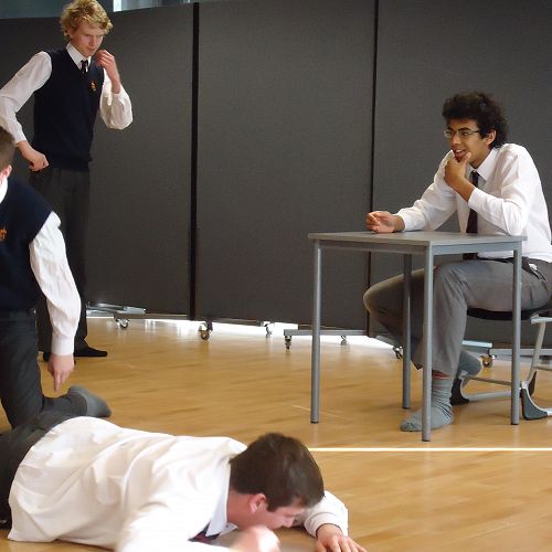 JMC Improv team during "Sit, Stand, Kneel, Lie" game