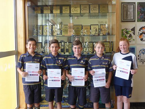 Tahuna Students with their Highlanders tickets courtesy of Pulse Energy