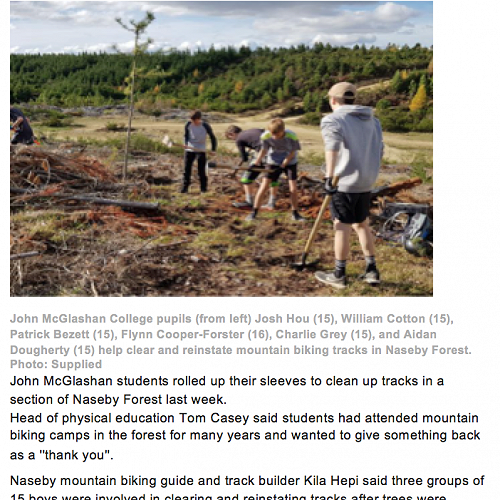 ODT article - Year 11 PE Mountain Bike Camp