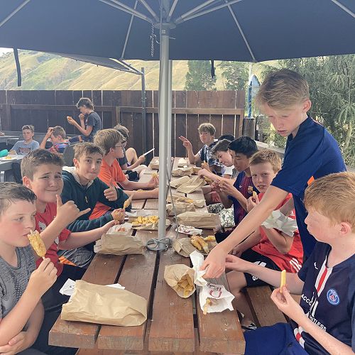 Y9 Camp - Fish n chips for dinner