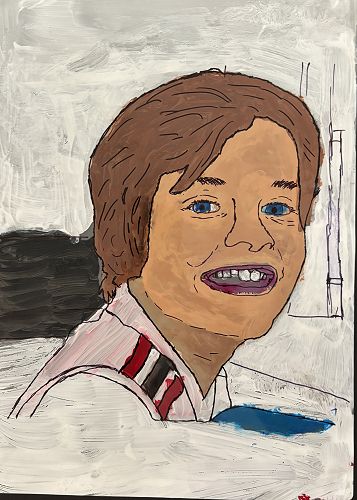Self-Portraits using paint and laminating sheets.