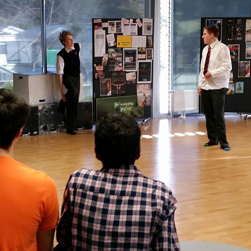 Improsaurus Workshop with Theatresports team. Junior and Senior students are put through their paces in a range of improv exercises and games.