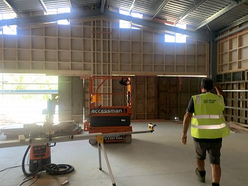 The inside of the sports hall before the windows were installed