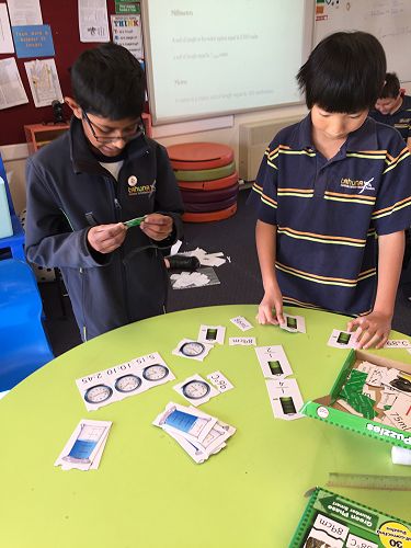 Nimesh and Ashton work with time, fractions, degrees and reading measurements in ml's.