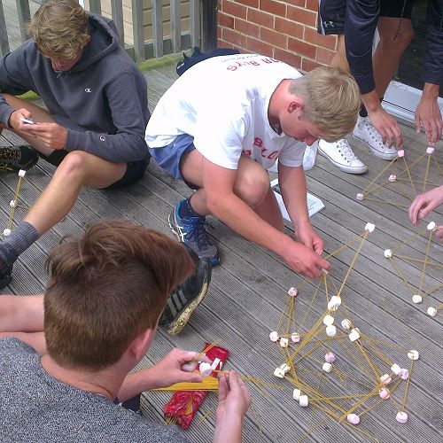 Building marshmallow towers... the marshmallows did not last long!