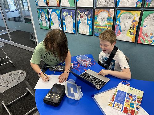 Exploring with Makey Makey kits.
