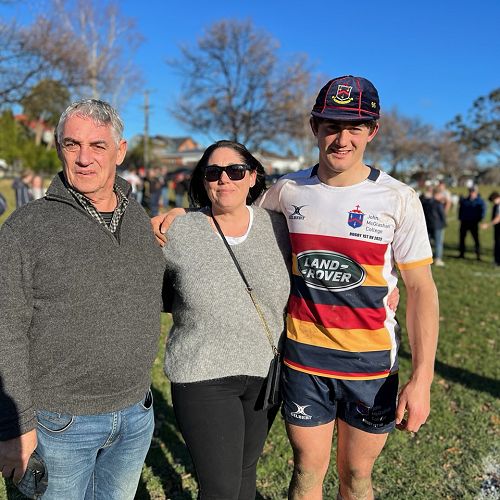 Liam and his family receiving his 1st XV cap.