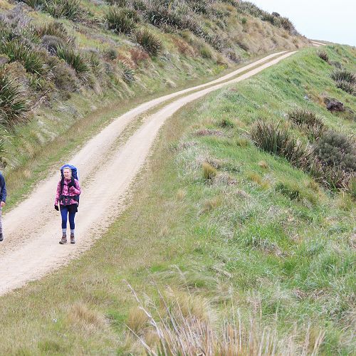 Seamus Sullivan & Rebecca Rapson follow the boys down the hill from Swampy Summit.