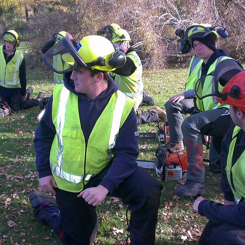 Harrison Lawrence striking a pose during a chainsaw safety day