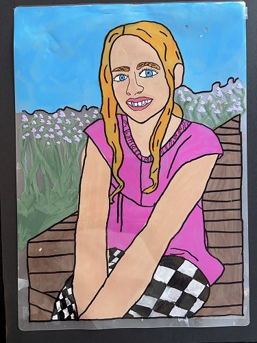 Self-Portraits using paint and laminating sheets.