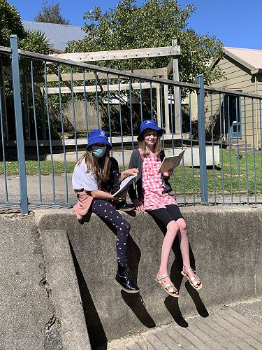 Library time outside for Rūma tekau mā rua in the sunshine ☀️