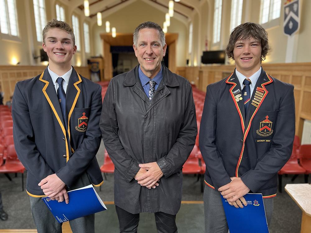 Adam Byars and Nick Casey were appointed to the Prefect Team of 2023 on Wednesday (pictured here with Dr. Craig Preston, Prefect Mentor)
